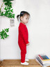 馬卡樂(lè )秋冬嬰幼兒童純棉秋衣秋褲保暖睡衣套裝家居服 紅色祥云 90 曬單實(shí)拍圖