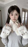 恒源祥可愛(ài)100羊毛圍巾女生秋冬季手套三件套生日禮物送女友毛絨圍脖 兔兔3件套A[臻品白色圍巾+手套+ 曬單實(shí)拍圖