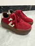 莎莎蘇【蔡文靜同款】25秋冬新小奶糕加絨厚底增高德訓紅色女板鞋騏驥紅 櫻桃紅 36 曬單實(shí)拍圖