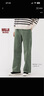 MUJI女式水洗人字紋工裝直筒褲褲子女款長(cháng)褲休閑褲純棉女裝25年冬季 卡其綠 M （160/66A） 曬單實(shí)拍圖