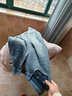 俞兆林（YUZHAOLIN）褲子女秋冬款加絨牛仔褲女高腰大碼寬松設計感哈倫老爹顯瘦褲 藍色九分 加絨 M 【建議100-110斤】 曬單實(shí)拍圖