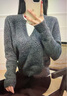 LILY2025冬新款女裝含羊毛撞色假兩件鏤空珠片灰色套頭針織衫毛衣 501灰色 M 曬單實(shí)拍圖