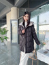 玖姿·安娜蔻休閑減齡連帽中長(cháng)款壓膠鵝絨羽絨服女2025冬季新款 素黑 S 曬單實(shí)拍圖