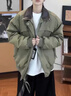 魯雅爾美式飛行夾克棉服男裝冬季潮流夾棉加厚棉衣cleanfit廓形棉襖外套 軍綠色 XL 曬單實(shí)拍圖