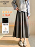 帛芮年輕媽媽毛呢半身裙女秋冬款高腰寬松顯瘦軟糯中長(cháng)款加絨半身裙 曬單實(shí)拍圖