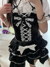 TO ALICE【To Alice】熊之原創(chuàng  )lolita古早昭和蛋糕三層裙擺背帶裙襯衫套裝 C8637黑色背帶裙 S 曬單實(shí)拍圖