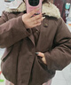 唐獅（TonLion）2025冬女翻領(lǐng)仿羊羔毛領(lǐng)子短款棉衣 曬單實(shí)拍圖