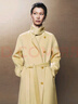 OVV秋冬熱賣(mài)女裝可拆卸高領(lǐng)單排扣隨附腰帶中長(cháng)款大衣 淺黃（凈色）C5 L 曬單實(shí)拍圖