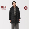 MUJI 女式 輕量羽絨便攜式風(fēng)帽大衣羽絨服女款女裝外套 25年冬季 黑色 S （155/80A） 曬單實(shí)拍圖