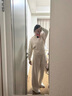 伊芙麗（eifini）蔣欣代言醋酸針織松緊腰百搭休閑褲冬季新款厚實(shí)直筒拖地褲 燕麥色小個(gè)子版 M /160/64A/ 曬單實(shí)拍圖