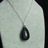 飾界情收藏級天然黑水晶黑曜石水滴吊墜金曜石項鏈男女送對象生日禮物 銀鏈【彩眼黑曜石】收藏級 約6-8g 曬單實(shí)拍圖