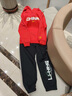 李寧（LI-NING）兒童套裝男女大童加絨保暖2025秋冬新款紅色衛衣衛褲本命年兩件套 榮耀紅連帽衛衣+潮流衛褲 【加絨套裝】 160 曬單實(shí)拍圖