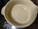 霜山瓷制烤盤(pán)酸奶燕麥碗沙拉碗烤箱微波爐加熱家用圓形雙耳焗飯碗 【套裝】布丁黃+焦糖色 曬單實(shí)拍圖