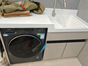 陽(yáng)臺洗衣機一體柜高低盆洗衣洗手池一體臺盆柜滾筒洗衣機伴侶組合 150cm高低右盆丨奶茶色 曬單實(shí)拍圖