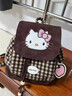 鷗咖諾韓版格紋可愛(ài)卡通KT貓雙肩包女通勤包日常逛街休閑小背包水桶包 大款 曬單實(shí)拍圖