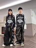 NAOISKEY?腦斯基兒童街舞演出服男童機車(chē)服裝少兒hiphop架子鼓童裝女童嘻哈套裝潮 黑白長(cháng)袖5星盾 130 曬單實(shí)拍圖