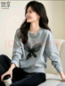 她享圓領(lǐng)衛衣女休閑百搭減齡印花上衣春秋短款套頭衫外套 T143W1026 曬單實(shí)拍圖
