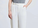 三彩2025夏季新款通勤九分褲腰袢收腰西裝褲直筒褲 本白 S 155/62A 曬單實(shí)拍圖