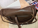 裘真復古001郵差包女單肩通勤大容量斜挎包植鞣頭層牛皮包 咖啡色-大號 曬單實(shí)拍圖