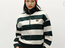 森馬（Semir）衛衣女冬半拉鏈立領(lǐng)小狗oversize條紋抓絨套頭衫疊穿復古上衣 灰綠色調00324 L 曬單實(shí)拍圖