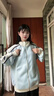 LDBE美式條紋撞色韓系立領(lǐng)衛衣女秋冬季2026新款加絨寬松開(kāi)衫拉鏈外套 藍色【春秋薄款】 L 【100-120斤】 曬單實(shí)拍圖