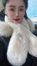 恒源祥（hengyuanxiang）真獺兔毛圍巾女冬季仿皮草圍脖女士毛領(lǐng)護頸加厚韓版毛絨脖套披肩 米 曬單實(shí)拍圖