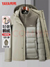 鴨鴨（YAYA）可拆內膽中長(cháng)連帽鵝絨羽絨服男冬季中青年加厚保暖外套新年衣服 曬單實(shí)拍圖