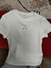 FPA運動(dòng)短袖 國潮修身顯瘦緊身短款圓領(lǐng)簡(jiǎn)約基礎logo夏天女裝t恤 米白色 S 曬單實(shí)拍圖