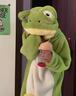 何佳功青蛙抽象睡衣 2025新款男女同款連體可愛(ài)搞笑法蘭絨秋冬睡衣家居 E90毛絨絨綠青蛙連帽連體衣 M 100-130斤 曬單實(shí)拍圖