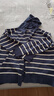 夏典素訂女王（SE.PSTP）大碼新款春秋條紋上衣連帽氣質(zhì)百搭薄款針織衫外搭長(cháng)袖毛衣女裝 藏青色 XL 建議110-120斤左右 曬單實(shí)拍圖
