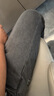歐索狼高端水洗高街牛仔褲男春秋款潮牌修身小腳褲紐扣裝飾斜口袋長(cháng)褲子 煙灰色 33 曬單實(shí)拍圖