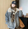 JRET棉服女冬裝新款2025冬季韓版寬松棉衣休閑夾克加絨加厚牛仔外套女 牛仔外套 高質(zhì)量 加絨 S (建議100斤內) 曬單實(shí)拍圖