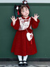 G.duck小黃鴨童裝女童連衣裙秋冬季兒童中式裙子加絨加厚小童拜年服女孩 紅色 90 cm建議身高85-95cm 曬單實(shí)拍圖