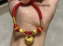 潮宏基 小胖福黃金手鏈女本命年足金福牌轉運珠紅手繩寶寶周歲禮物 祥云小胖福 繩長(cháng)約14+3cm 曬單實(shí)拍圖