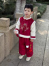 班喜迪兒童漢服套裝冬裝新款女寶寶周歲禮服男童秋冬季國風(fēng)唐裝拜年衣服 紅色 100 曬單實(shí)拍圖