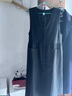 夏典素訂女王（SE.PSTP）復古風(fēng)毛呢長(cháng)款背心裙女秋季休閑百搭馬甲裙顯瘦無(wú)袖連衣裙 黑灰色 L 建議110-125斤 曬單實(shí)拍圖