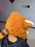 QUEEN TRIP護耳帽子秋冬款卡通男女可愛(ài)小浣熊毛線(xiàn)護耳帽冬季保暖毛絨套頭帽 桔黃(耳朵會(huì )動(dòng)) 曬單實(shí)拍圖