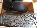 冬季新款雪地靴子男士真皮短筒冬季保暖防滑加厚羊毛東北大碼棉鞋 黑色 41 曬單實(shí)拍圖