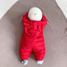 G.duck小黃鴨嬰幼兒秋冬連體衣新生兒衣服男女寶寶加厚外出服羽絨棉服冬 紅色 90cm 90碼建議80-1歲半-2歲（建議 曬單實(shí)拍圖