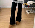 棉致加絨加厚黑色微喇牛仔褲女秋冬季高腰顯瘦彈力休閑直筒闊腿褲子女 F9131黑色【加絨高品質(zhì)】 XL 130-150斤 曬單實(shí)拍圖