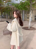 春乏2025秋冬斗篷雙面絨毛呢外套女寬松時(shí)髦連帽小個(gè)子短款呢子大衣女 米白色 XS 建議105斤以下 曬單實(shí)拍圖