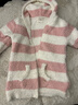 tutuanna秋冬半邊絨睡衣女半邊絨保暖條紋連帽上衣短褲家居服套裝女可外穿 93191010（粉色上衣-單件裝） 均碼 曬單實(shí)拍圖