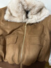 Olrain歐芮兒可拆卸大翻領(lǐng)毛領(lǐng)休閑設計感皮草外套女裝冬季寬松工裝夾克 咖色 M 曬單實(shí)拍圖