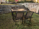 鳳朝皇戶(hù)外桌椅組合別墅庭院花園防腐塑木餐桌椅組合露天陽(yáng)臺休閑茶桌椅 巴克4椅+120x80cm外露十字拼花長(cháng)桌【金屬框架】 曬單實(shí)拍圖
