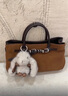 原創(chuàng  )2025新款時(shí)尚百搭單肩包感磨砂手提包腋下包斜挎包凱莉包 咖啡色+掛件 送真皮護理油 曬單實(shí)拍圖