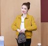 JRET加絨外套女加厚短2025秋冬新款韓版立領(lǐng)休閑百搭寬松夾克風(fēng)衣女 黃色 加絨 S 70-90斤 曬單實(shí)拍圖