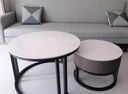子木雅居巖板茶幾客廳家用2026新款小戶(hù)型圓形玻璃輕奢簡(jiǎn)約現代電視柜組合 黑架 灰抽  60亮光摩登灰巖板+81 曬單實(shí)拍圖