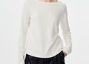 初棉【窄肩T】初棉正肩長(cháng)袖T恤女分割線(xiàn)設計25秋新品圓領(lǐng)彈力顯瘦上衣 云朵白 M 曬單實(shí)拍圖