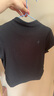 太平鳥(niǎo)女裝半高領(lǐng)修身T恤女短袖春收腰法式氣質(zhì)短款上衣 黑色1 L  曬單實(shí)拍圖