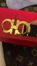 菲拉格慕（Ferragamo）腰帶男皮帶商務(wù)正裝 帶身3.5CM寬可自由裁剪 七夕節日送男友禮物 675542 714423黑藍荔枝紋 金扣 曬單實(shí)拍圖